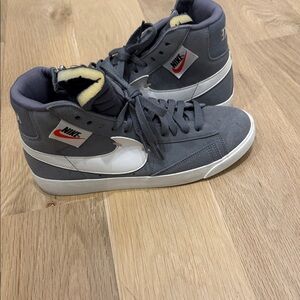 Nike Gray and White High-Top Sneakers